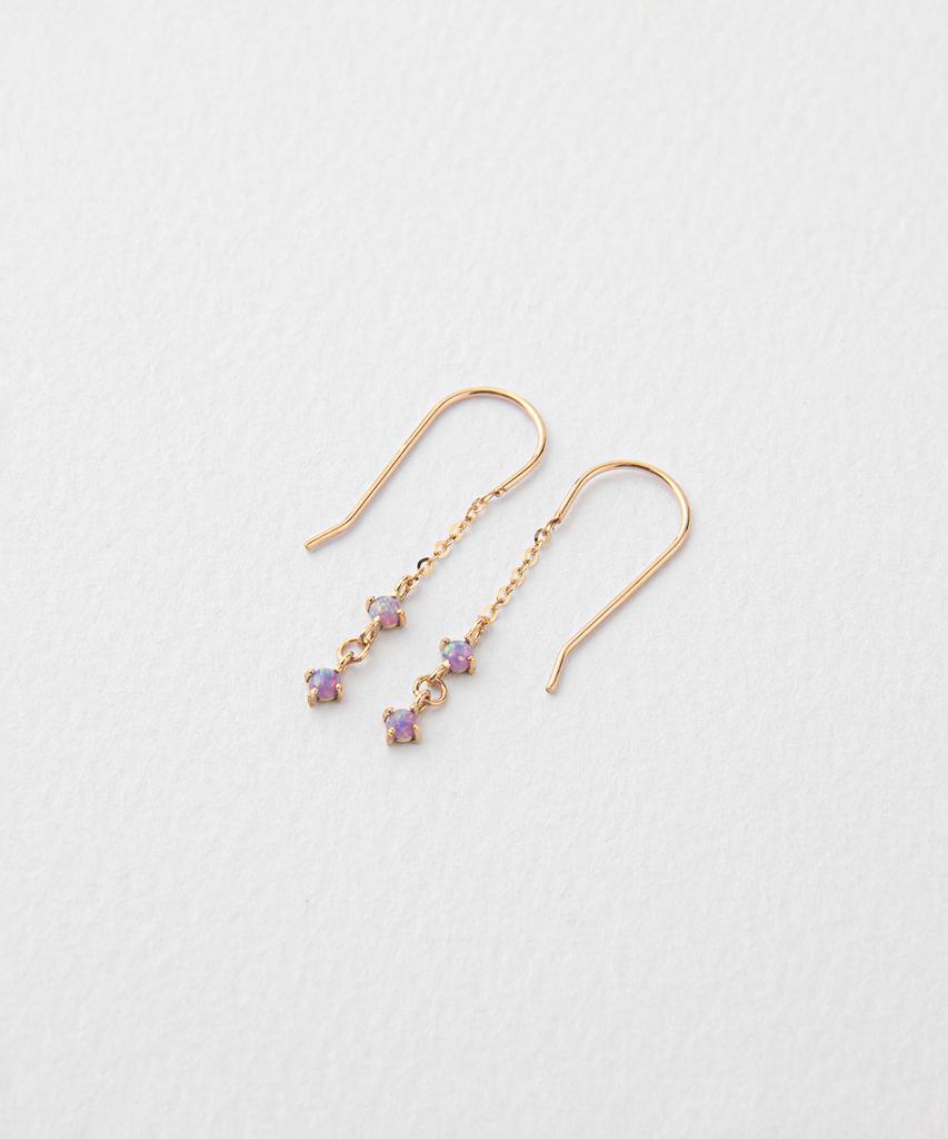 Серьги-подвески из стекла с опалом [14K]