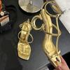 Женские сандалии Новые модные узкие сандалии с квадратным носком Женские дизайнерские туфли на высоком каблуке с пряжкой на щиколотке для женщин