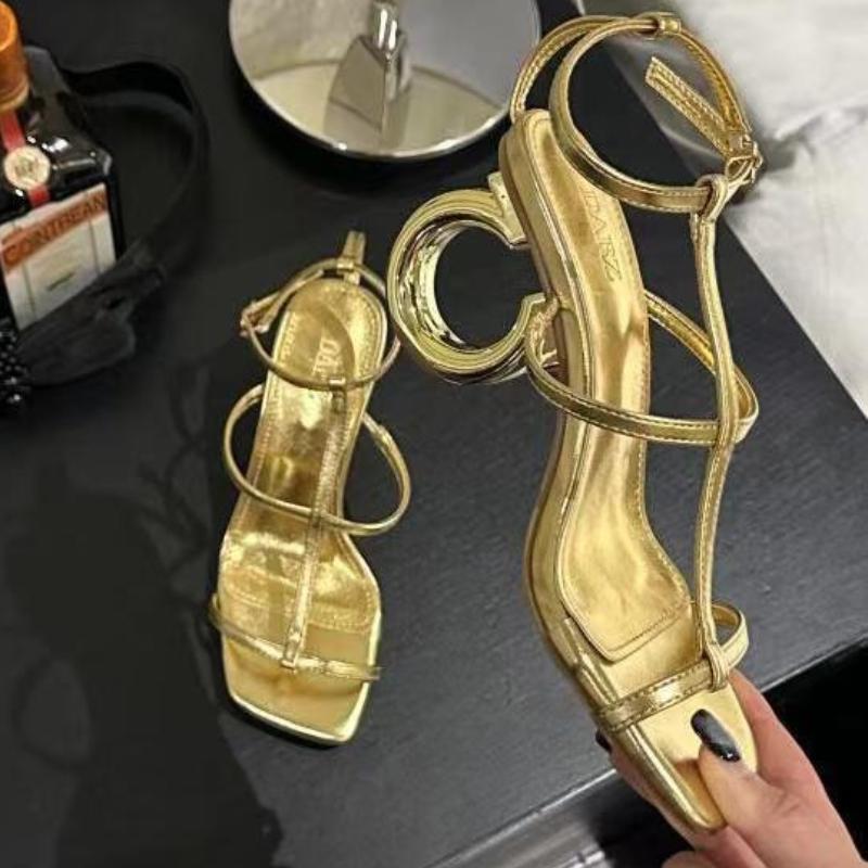 Женские сандалии Новые модные узкие сандалии с квадратным носком Женские дизайнерские туфли на высоком каблуке с пряжкой на щиколотке для женщин