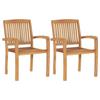 VidaXL Stackable Garden Dining Chairs 2 Pcs Solid Teak Wood