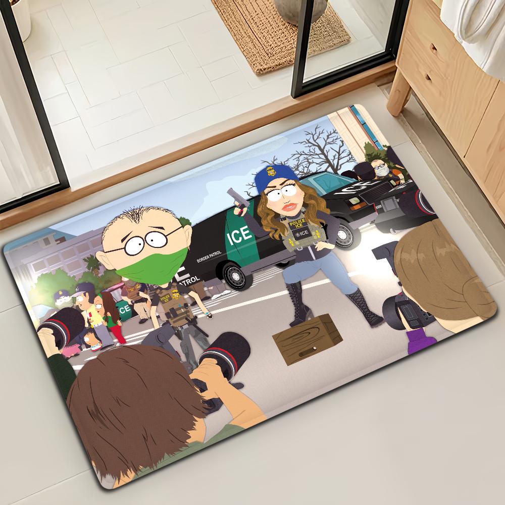 Мультяшный S-SOUTH PARK Забавная дверная коврик Ванная Микрофибра Декоративный Универсальный Фланелевый коврик для пола Быстросохнущий Впитывающий Нескользящая подошва