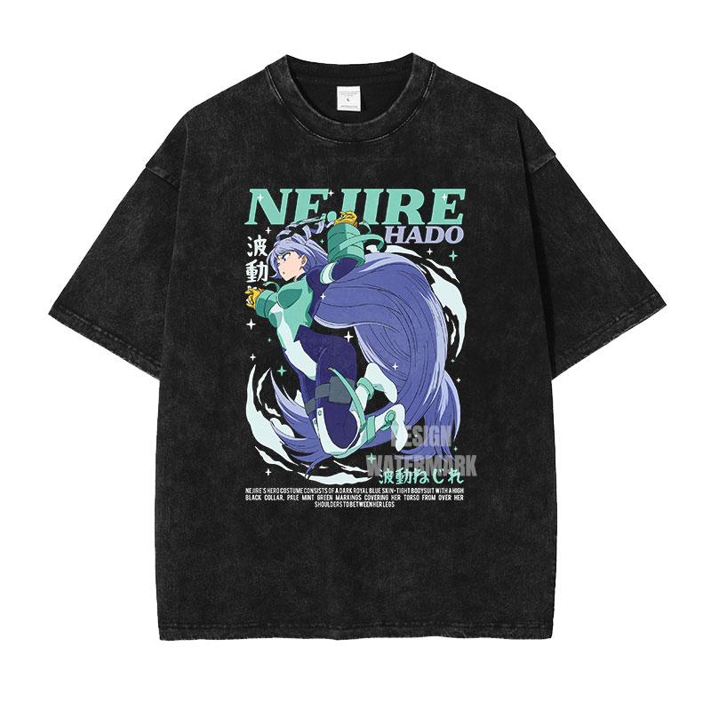 My Hero Academia Anime Tshirt OCHACO URARAKA Graphic T Shirt Vintage Washed Oversized Tshirts Women Men Short Sleeve Tees