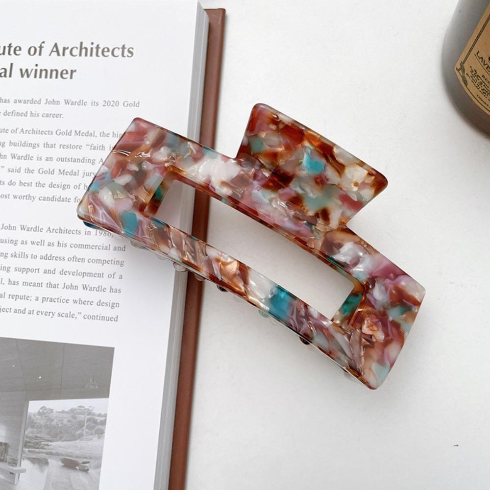 French Style Acetic Acid Hair Clip Colorful Shark Clip Rectangular Hollow Hair Claw  Female