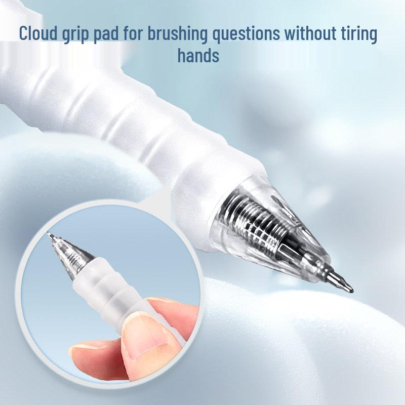 Шариковая ручка MG Guang Cloud Grip, утренняя - с мягким резиновым чехлом, удобна для подготовки к тестам и выполнения домашних заданий, доступна в черном и красном цветах.