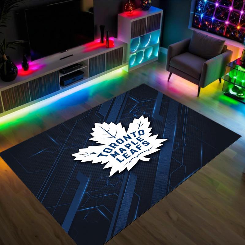 Toronto Maple Leafs Design Crystal Velvet Carpet Cozy Non?Slip Printed Rug For Bedroom Living Room Entrance