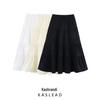 2025 Spring Women's Fashion European & American Style Cotton Striped Layered Midi Swing Skirt