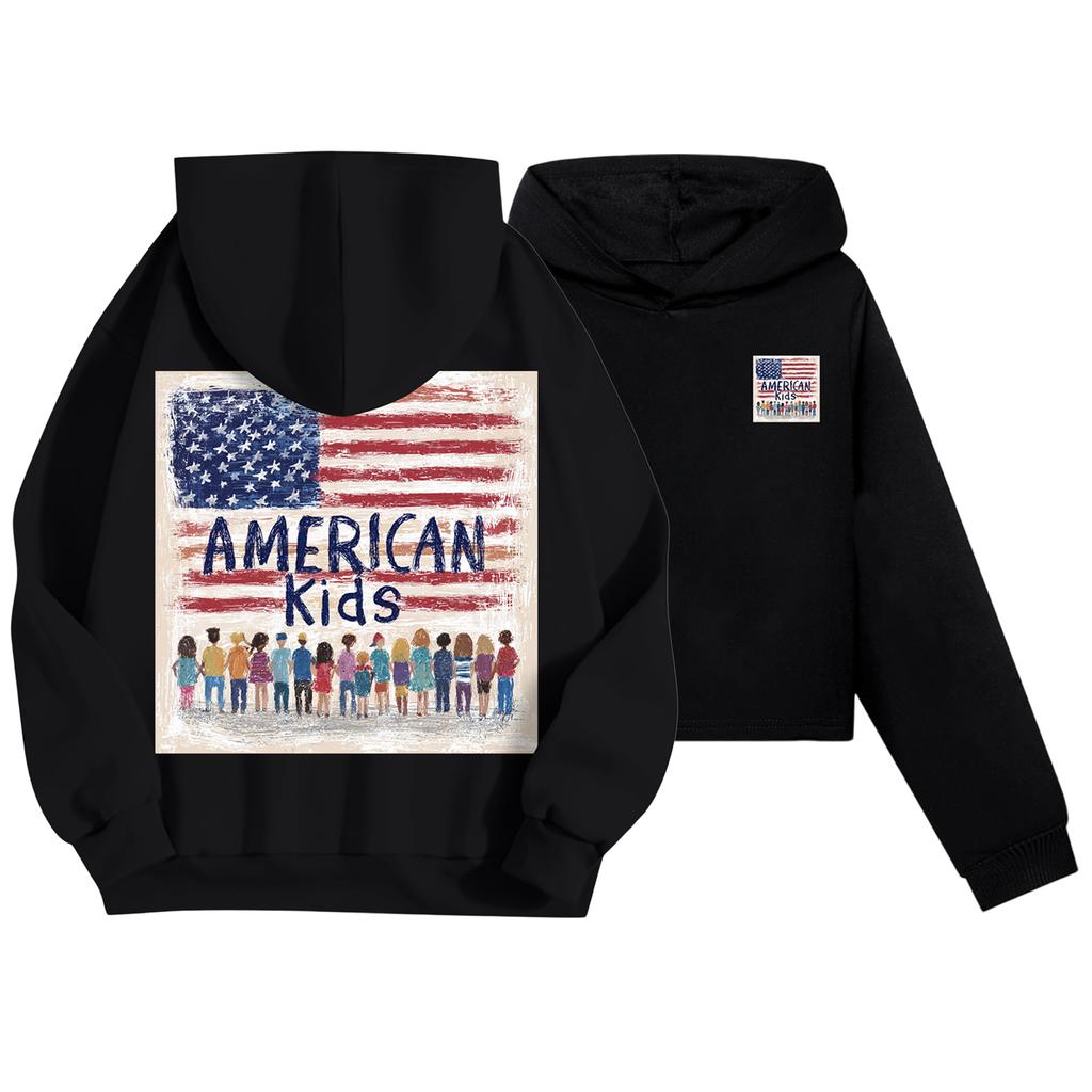 Детская повседневная модная толстовка с капюшоном и длинными рукавами с принтом американского флага