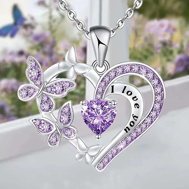Ожерелье с подвеской в виде бабочки Huitan Purple/White Love для женщин, эстетичные женские аксессуары для шеи, свадебная вечеринка, новые модные украшения
