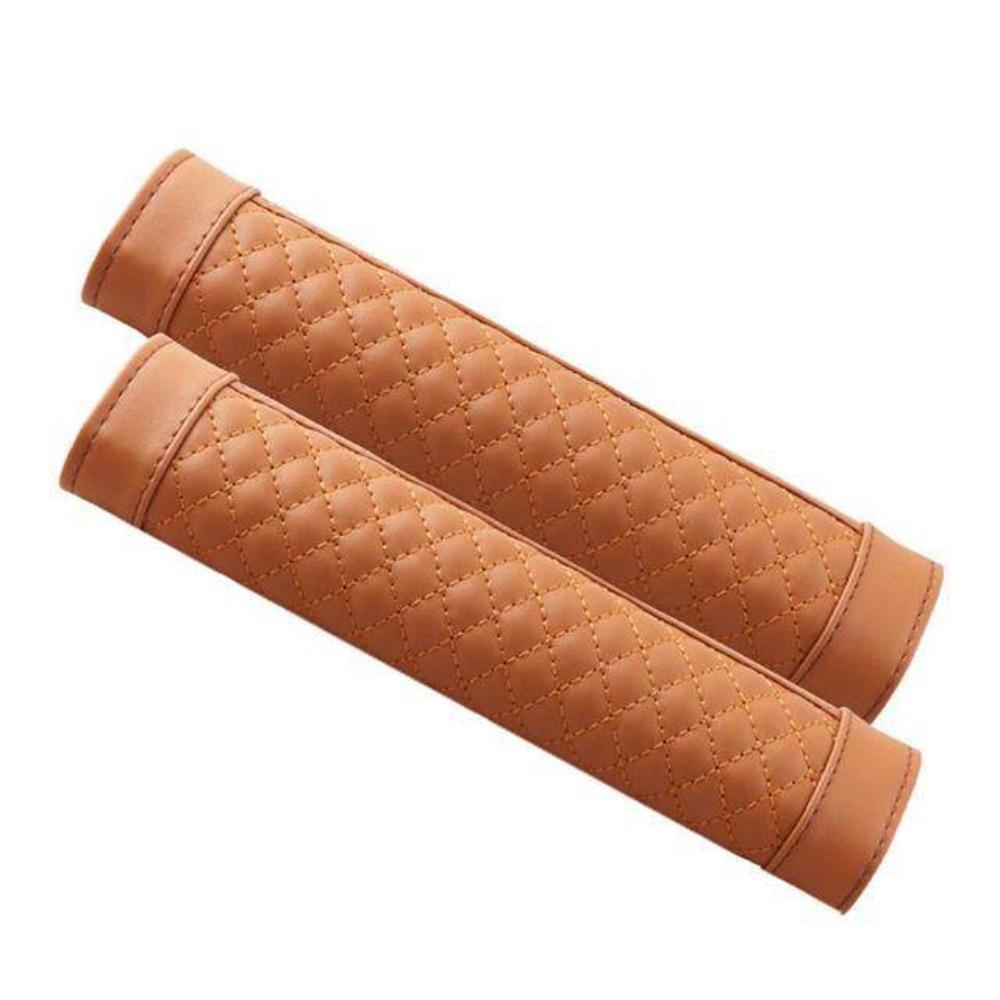 2PCS PU Leather Safety Belt Shoulder Cover Breathable Padding Universal Car Shoulder Pads Black Beige Grey Brown