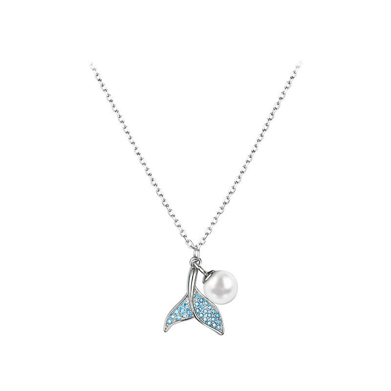 French Summer Fashion Design Sense Mermaid Pearl Pendant S925 Sterling Silver Necklace Women's