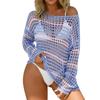 Women's Sexy Fashion Comfortable Hollow Mesh Long-sleeved Bikini Beach Knitted Sun Top