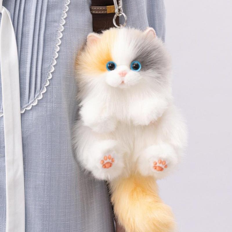 Милый плюшевый кулон-брелок в виде кошки, кулон для девочки на рюкзак, кулон в виде имитации животного, мягкая игрушка, декоративный подарок для пары, подвеска на сумку