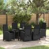 VidaXL Garden Dining Set 7 Pcs Black Polyrattan, Garden and Patio Set, Modern, Rattan 3380264