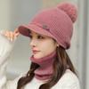 Autumn Winter Warm Hat Set Women's Knitted Duckbill Hat Rabbit Fur Thick Women's Hat Scarf Ear Protection Hat Two-piece Set Hats & Caps (women’s)
