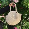 Yogodlns Летняя пляжная сумка, круглые соломенные сумки для женщин, сумка на плечо из ротанга, дорожная тканая сумка ручной работы, большая вместительная женская сумка-шоппер