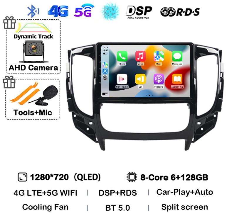 Android 14 WIFI+4G Carplay Auto For Mitsubishi Pajero Sport 3 L200 2015 2016 2017 2018 2019 Car Radio Multimedia Player GPS QLED