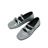 Fashion Elegant Silver Lolita Leather Shoes | Buckled Mary Jane Flats with Sheer Socks, Ideal for Sweet & Chic Outfits