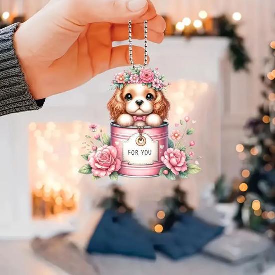 Автомобильная подвеска Акриловая качающаяся собака Легкое автомобильное зеркало Подвесные аксессуары для салона автомобиля Сумка на плечо Школьный ранец