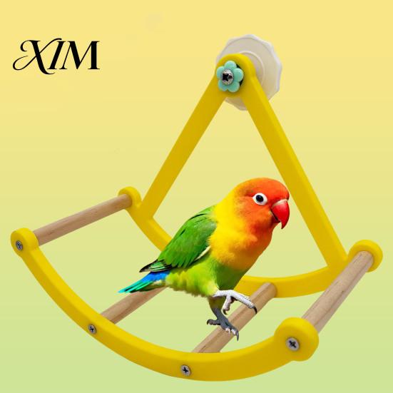 Cage Enrichment Supplies Parrot Pirate Ship Swing Toy, Climbing Ladders Perch Bird Resting Toy Interactive Rocking for Parakeets, Cockatiels, Conures,