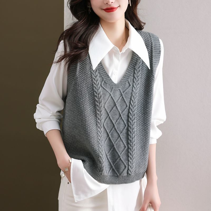 Жилет с V-образным вырезом, свободный свитер без рукавов в винтажном стиле, женская одежда