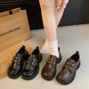 Британский стиль толстый каблук маленькие кожаные туфли женские 2025 новая осень одна педаль с лоферами jk маленькие туфли на одинаковом ходу