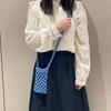 Fashion Portable Crossbody Phone Bag Hollow-out Woven Crochet Lightweight Phone Purse Solid Color Handbag Gifts