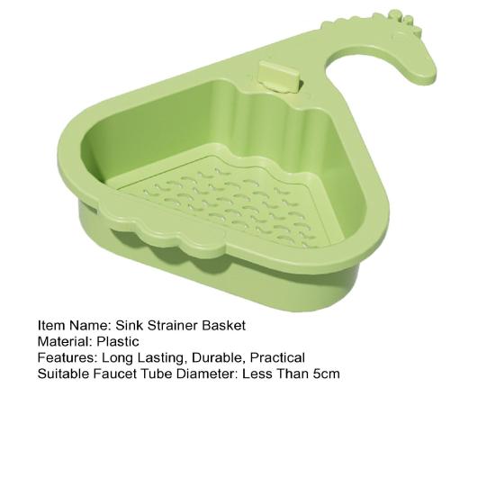 Sink Strainer Basket Triangular Design Easy To Install Automatic Dumping Sink Strainer Basket Faucet Sponge Storage Rack