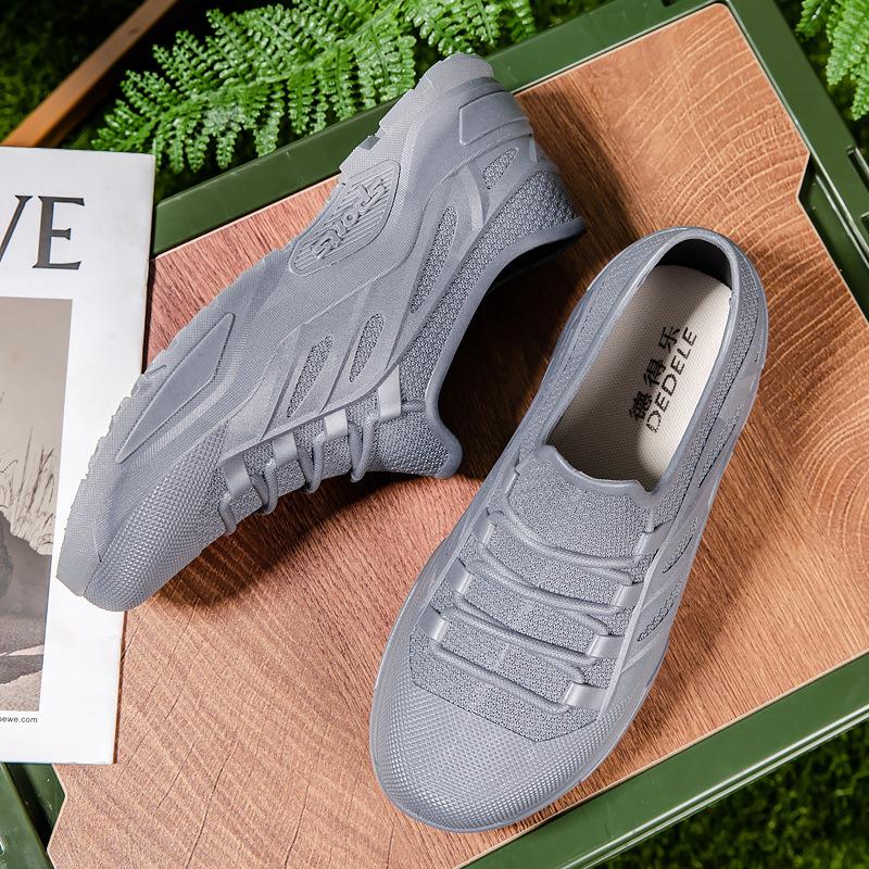 Мужские пеновые дождевые туфли нескользящие и водонепроницаемые модные резиновые сапоги флисовые термо резиновые туфли легкая мягкая подошва короткий голенище водные туфли чехлы для обуви