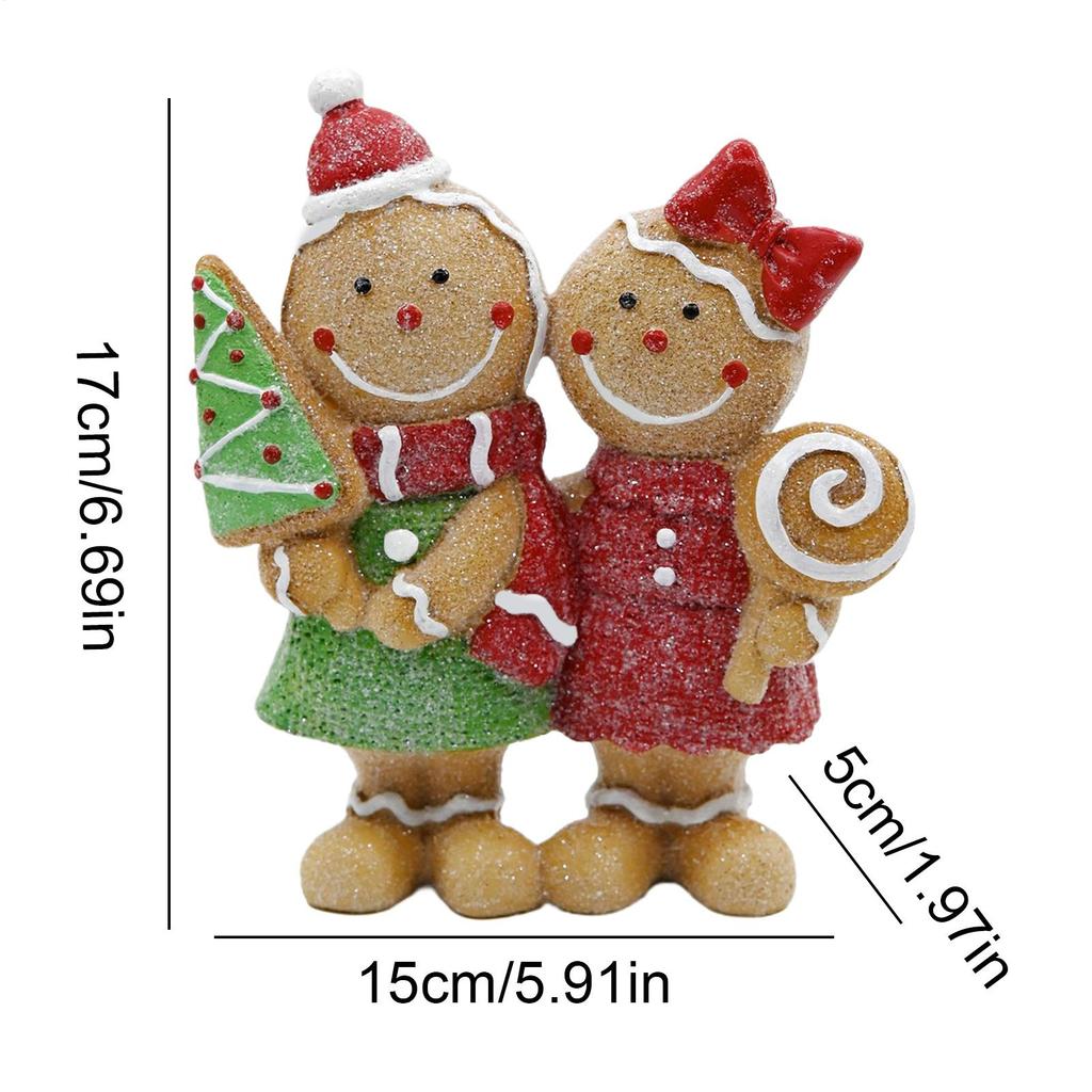 Couple Christmas Gingerbread Man Decoration Resin Gingerbread Man Ornament Christmas Party Home Decoration Gift