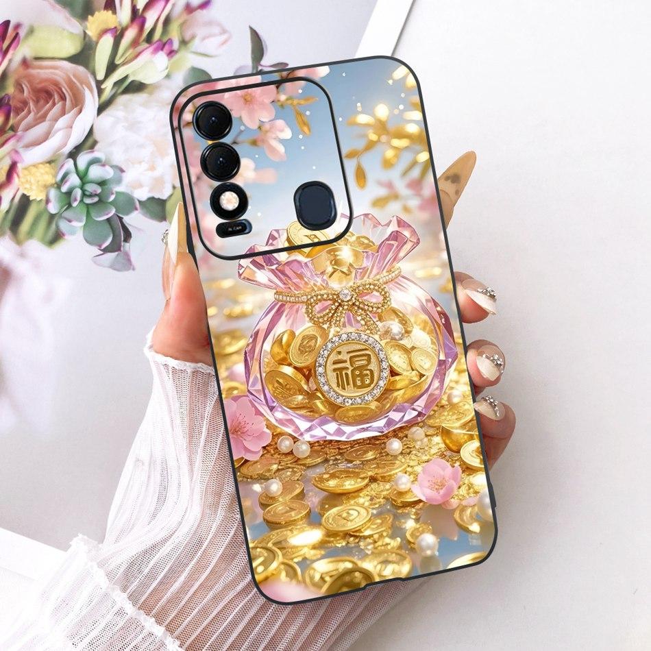 For Tecno Spark 8 8T 8C Cool Dragon Tiger Pattern Phone Case For Tecno Spark8C Spark8 KG5k KG6p Black Silicone Soft Cases Bumper