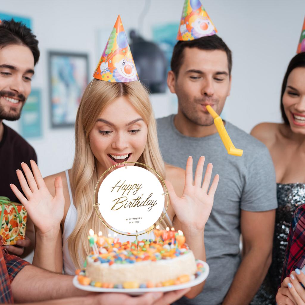 Сверкающий металлический торт-топпер для вечеринки по случаю дня рождения, украшения для торта на день рождения, торт с днем рождения