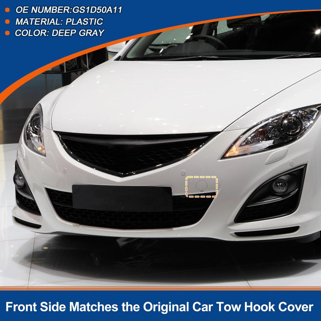 ACROPIX Mazda 6 2008 2012 Передний Правый Пассажирский Сторона Автомобиля Бампер Буксировочный Крюк Заглушка Заглушка Крюка Глубокий Серый GS1D50A11 Подходит 1 шт