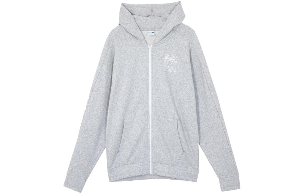 PUMA NEKO GRAPHIC T7 FZ HOODIE Sweatshirt Unisex Light Mixed Gray 627267-04