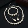3Pcs Elegant Women Faux Pearl Necklace Hook Earrings Bracelet Wedding Jewelry Gift