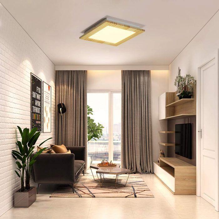 Plafonnier LED - NETTLIFE - 30cm 17W - Bois - 3000K (blanc chaud) - Carré