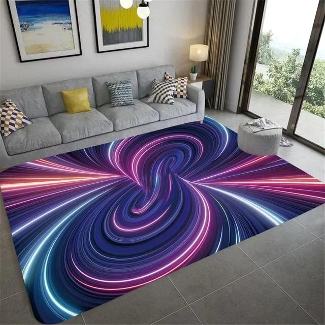 Teenager 3D Effect Vortex Illusion Carpet Entrance Living Room Bedroom Rug Geometric Optical Doormat Illusion Home Decor Mat
