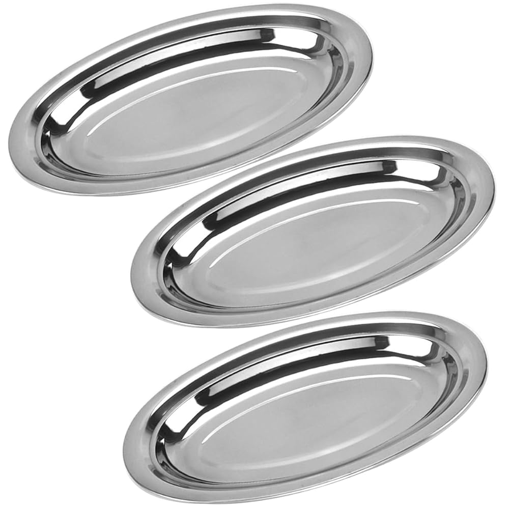 Desirable Stainless Steel Large Oval Serving Plate - Thick Type - Perfect for Stir-fried