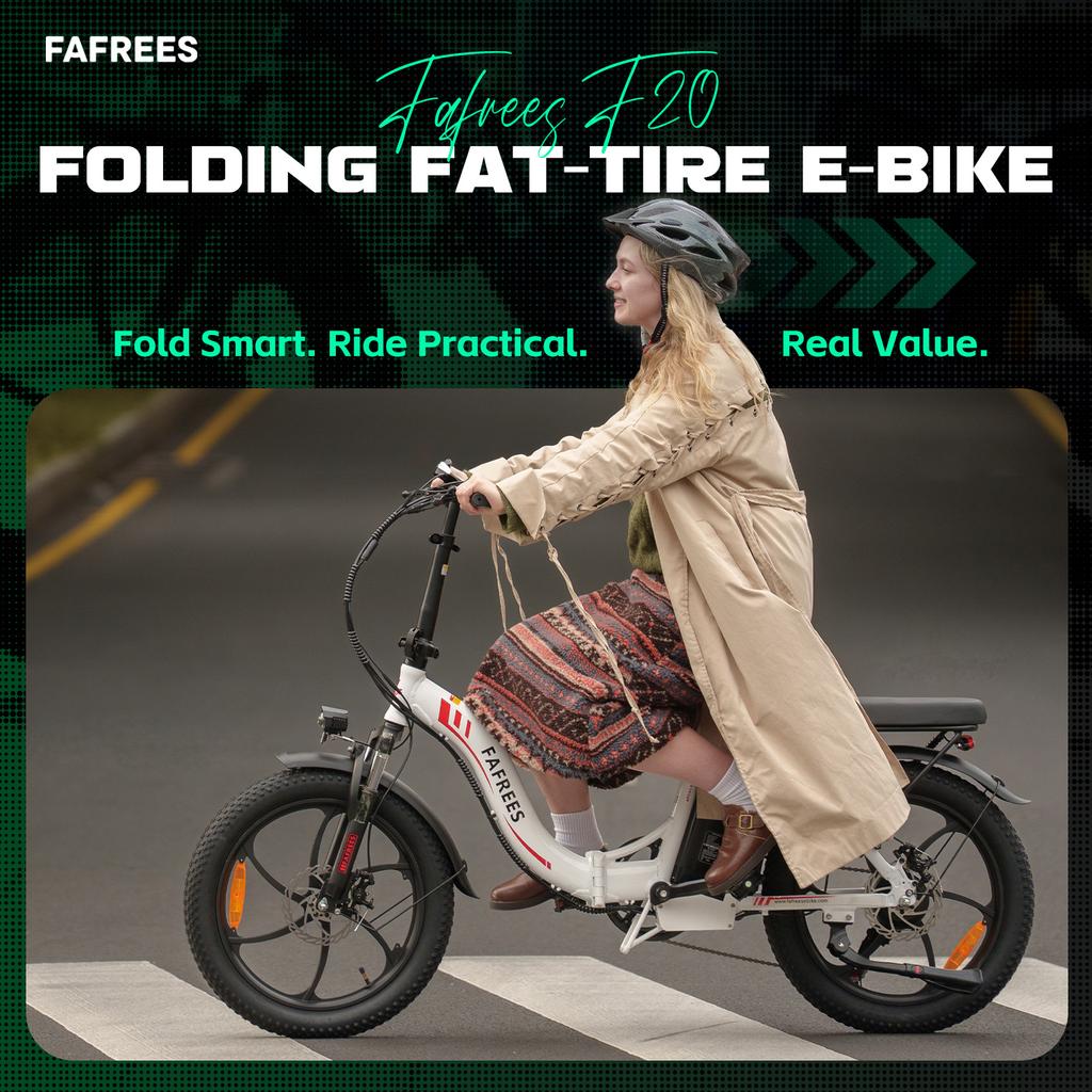 FAFREES F20 Folding Electric Fat Tire Bike – 648Wh Battery, 250W Motor, 20x3.0" CST Tires, 25km/h E-Bike for City, Snow, Sand & Commuting