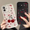 Red Cherry Pattern TPU Soft Phone Case For iPhone 16 Pro Max 15 Pro 14 13 12 11 XR XS Matte Shockproof Lens Protection Bumper Cover
