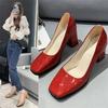 High Heels Match Women Pring and Autumn Square Toe Thick Heel Shallow Mouth Sandals Women  Dress Shoes Plus Size