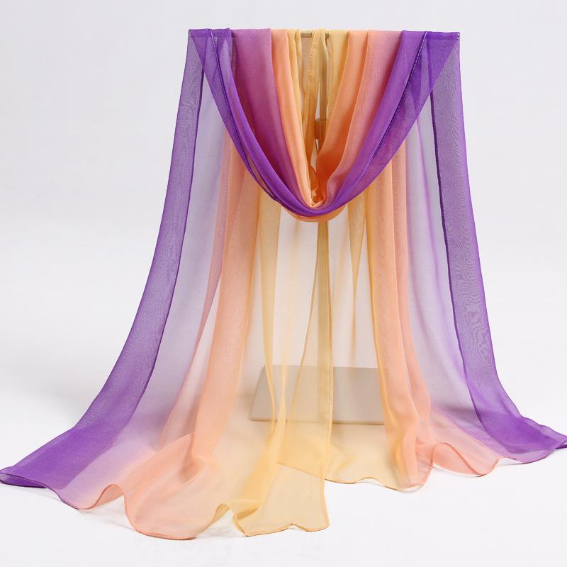 Летний градиентный шарф, длинный шарф, женский пляжный шарф, солнцезащитная шаль, кондиционер