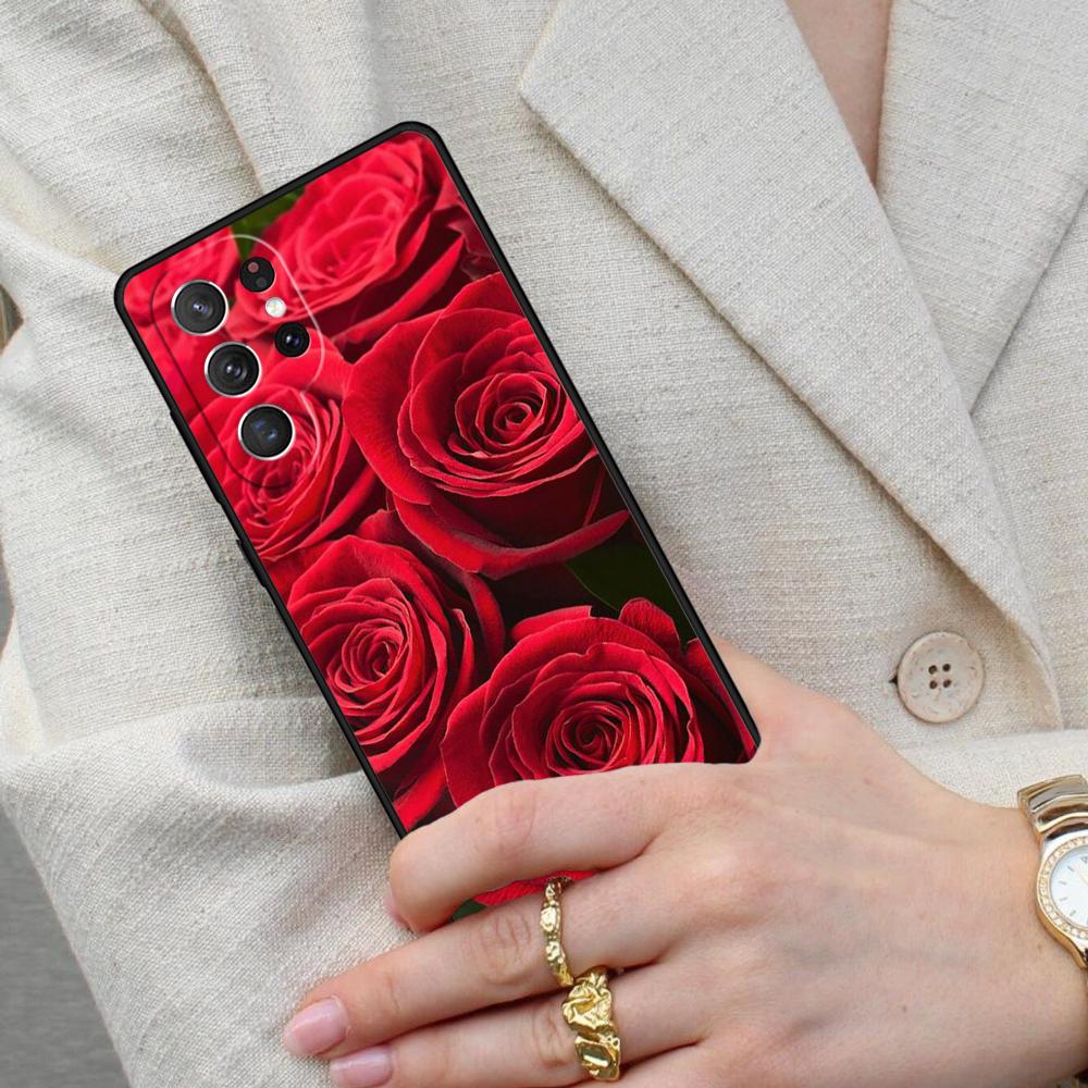 Ярко-красные розы Цветы Чехол для мобильного телефона для Samsung Galaxy S26 Ultra S25 S24 S23 S22 S21 S20 Note10 Чехол
