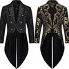 Devil Fashion Мужской готический стимпанк фрак куртка черный парча дамаск свадебный хэллоуин фрак куртка
