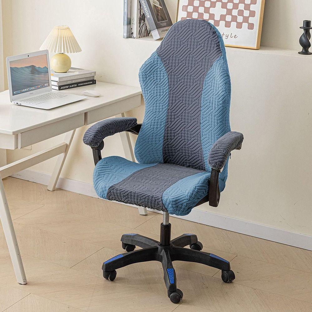 1 комплект эластичный стрейч чехол для игрового кресла флисовый жаккардовый офисный компьютерный стул чехол для стула набор пылезащитный с чехлами для подлокотников