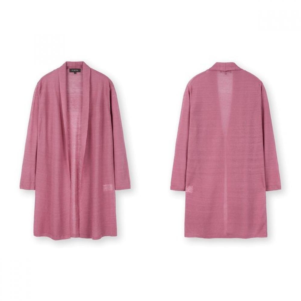 Furina High Gauge Front Stripe Shawl Collar Linen Cardigan
