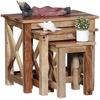 Set of 3 Sheesham Wood Nesting Table for Living Room Wooden Nesting Tables Stools for Decor Sofa Side Peg Home Flower Pot Vase Stand