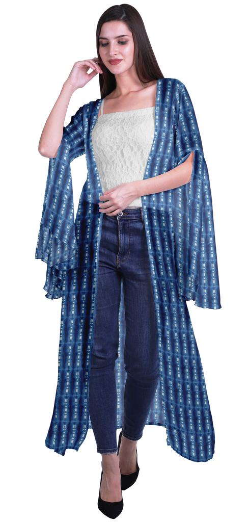 Moomaya Пляжная накидка с открытым передом из принтованного жоржета и разрезами на рукавах