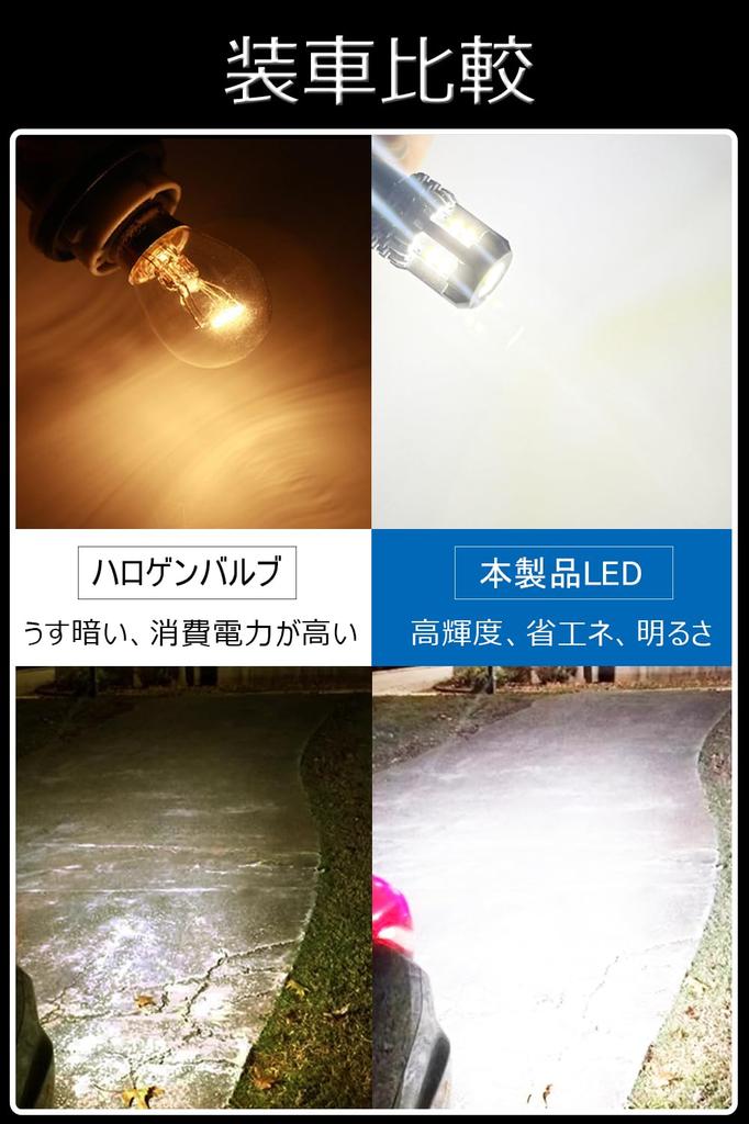 S25 LED Double Explosive White Back Lamp, Built-in Canceller, 180 Degree Step-Off Pin, BAY15D