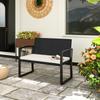 Synthetic Rattan Bench for 2 People 103x58x78 cm with Cushion Inclined Backrest and Galvanized Steel Structure
