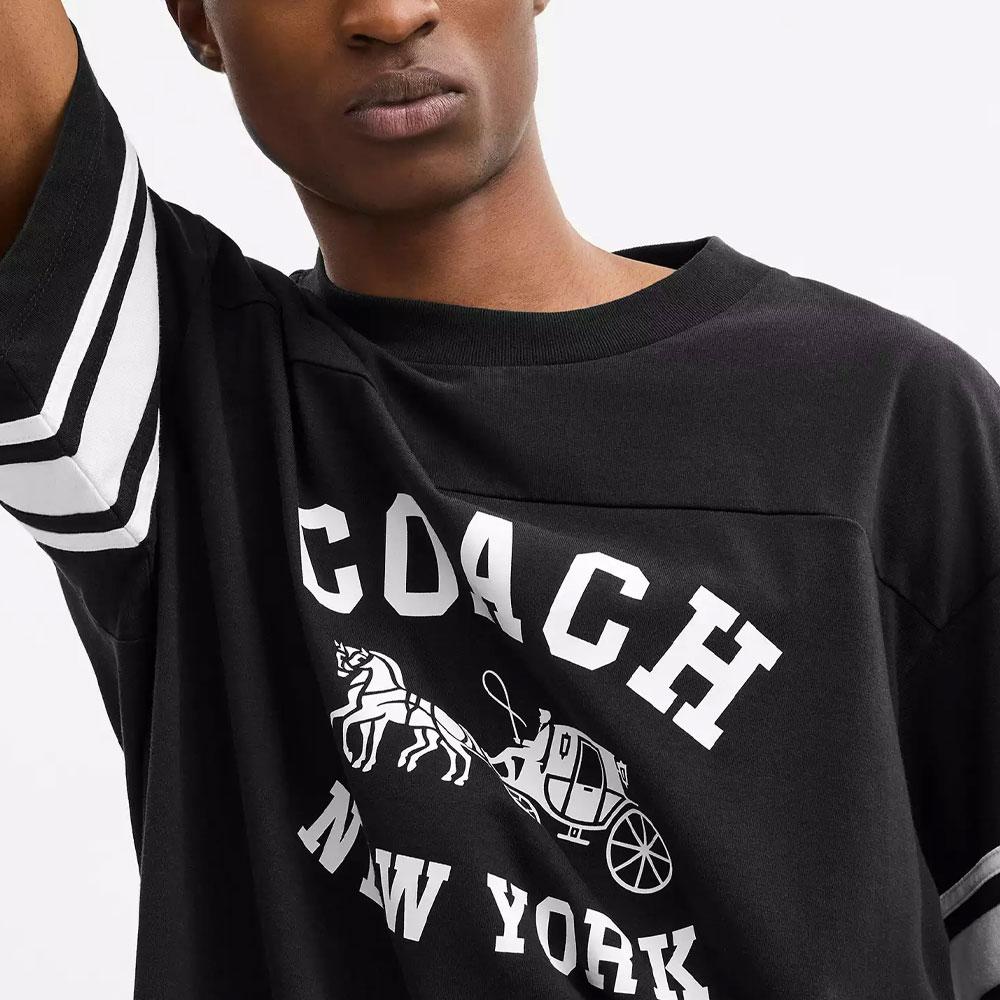 COACH T-Shirts Unisex Black Crew Neck Moderate CBL89-BLK